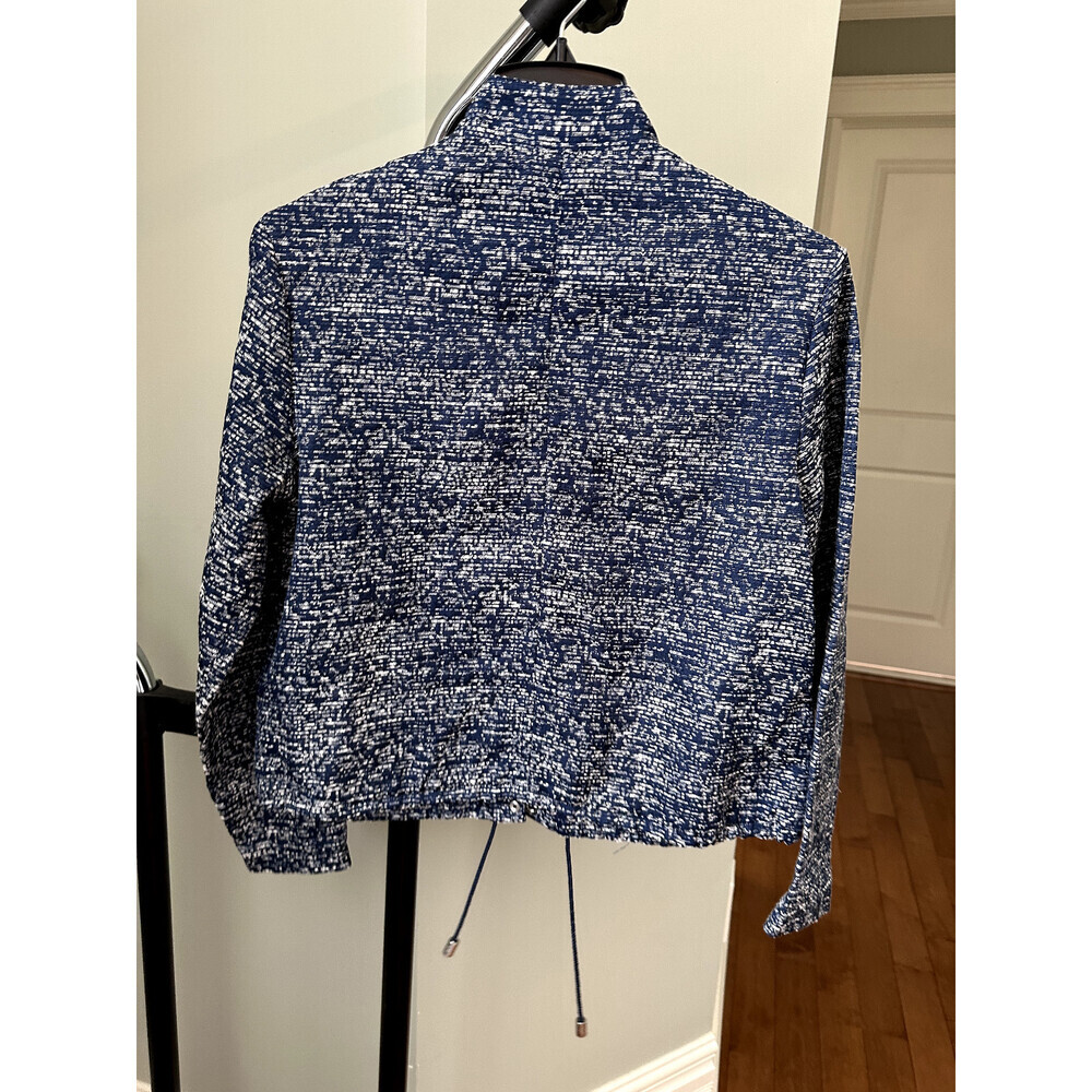 Armani Jeans Women's Jacquard Canvas Light Spring Jacket Dark Blue Size 40 $380 - Picture 12 of 15